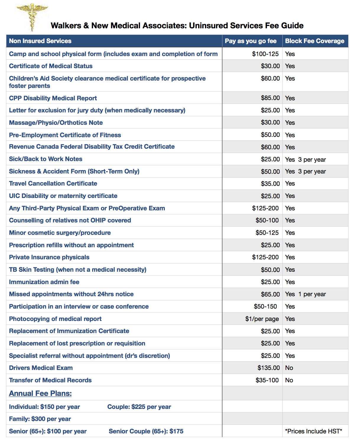 Fee Guide